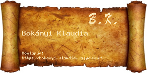 Bokányi Klaudia névjegykártya